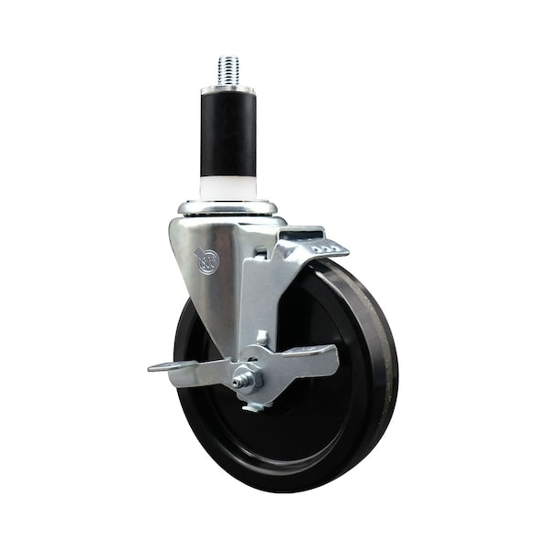 5'' Phenolic Swivel 1-3/8'' Expanding Stem Caster with Brake